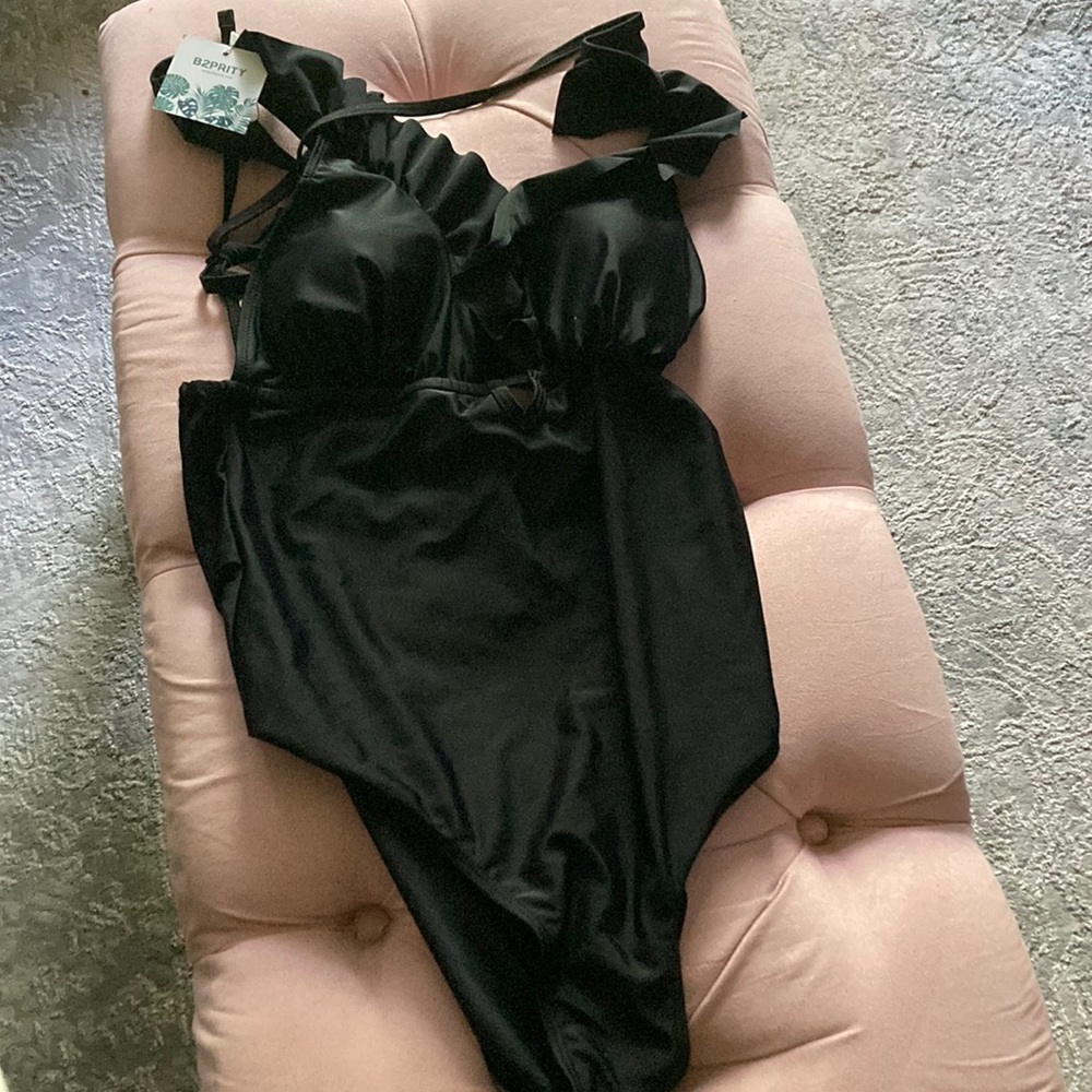 L NWT B2Prity black padded cup one piece swimsuit
